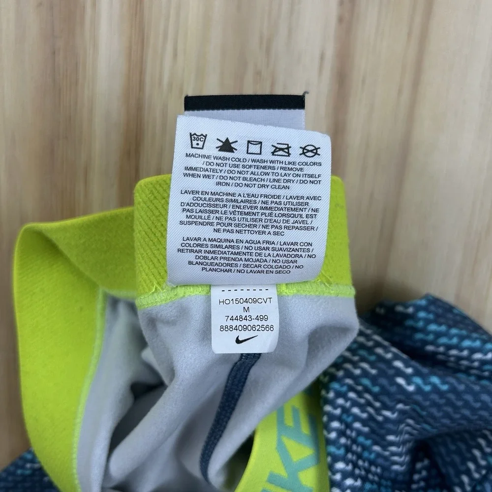 Nike Pro Women's Medium Blue Pattern Athletic Pants 744843-499 Dri-FIT Training